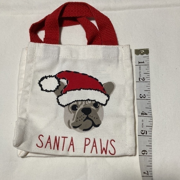 Christmas Cloth Gift Bag “Santa Paws” NWOT - Picture 3 of 6